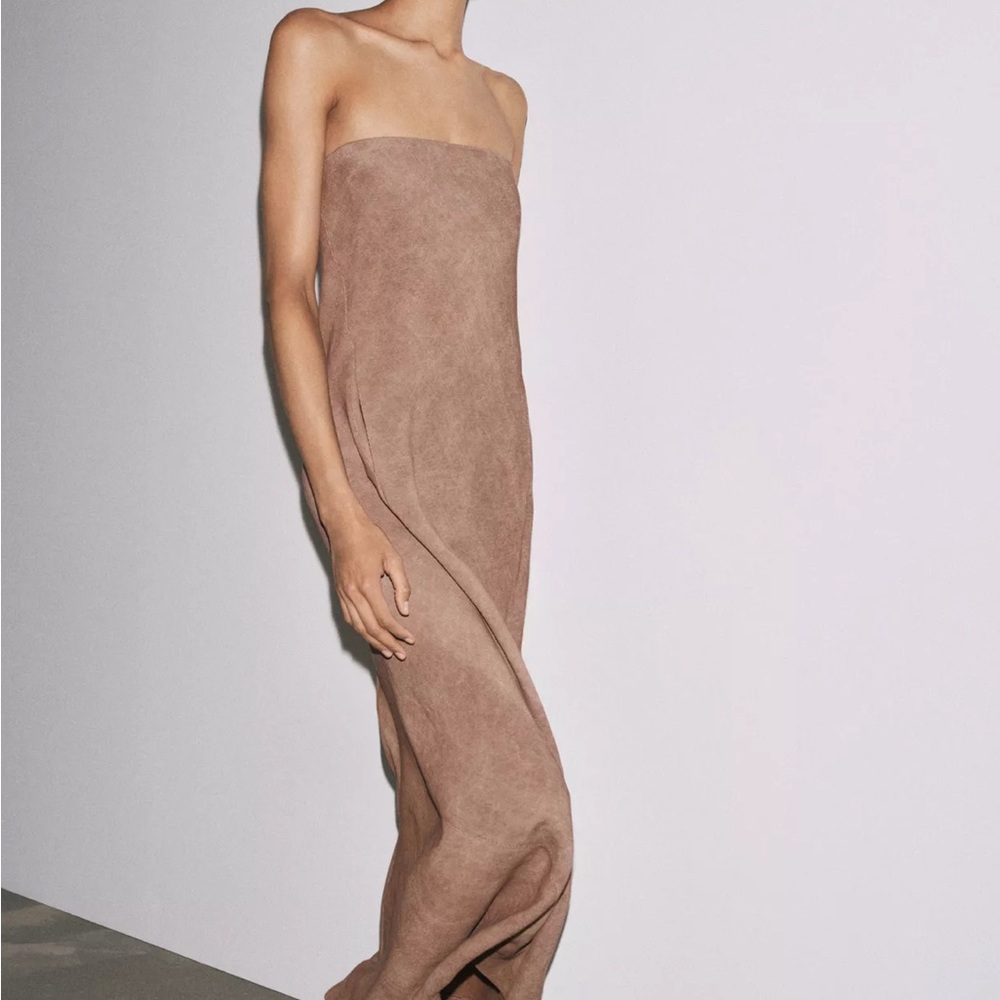 Zara Strapless Tan Dress